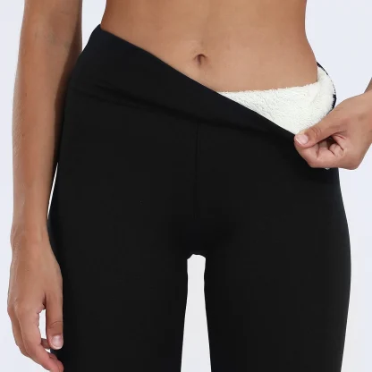 Stretchy Solid Fleece Lined Legging - Image 4