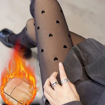 Faux See-through Fleece Lined Legging - Image 2