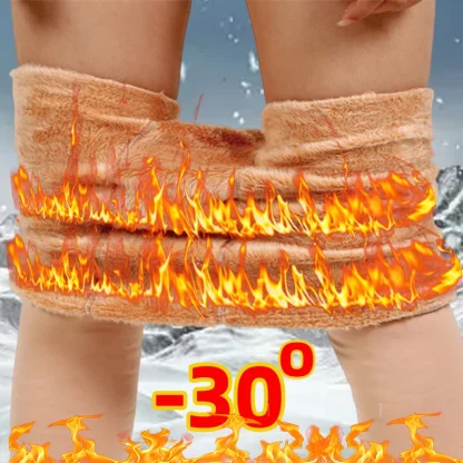 Solid Warm Fleece Lined Leggings - Image 4
