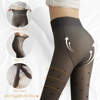 Faux See-through Fleece Lined Legging - Image 4