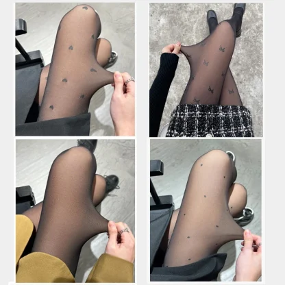 Faux See-through Fleece Lined Legging - Image 3
