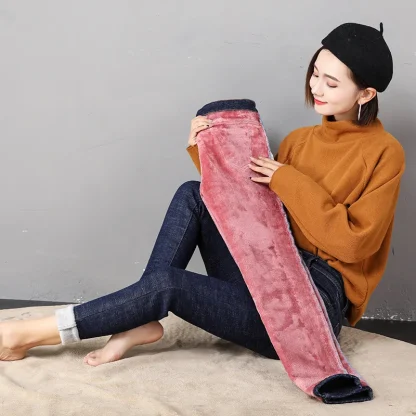 Denim Fleece Lined Leggings - Image 2