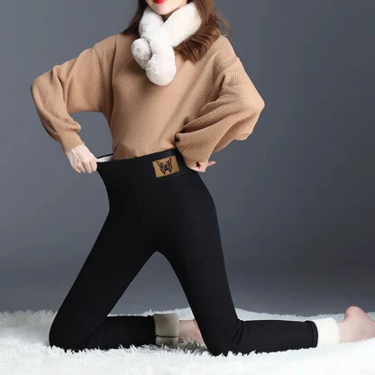 Fuzzy Winter Fleece Lined Leggings - Image 2