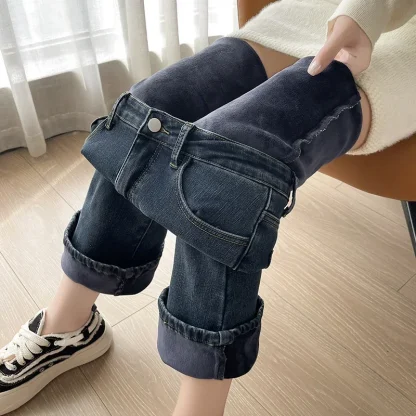 Flared Denim Fleece Lined Legging - Image 5