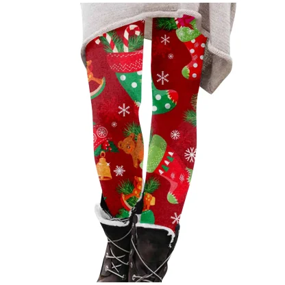 Christmas Print Fleece Lined Leggings