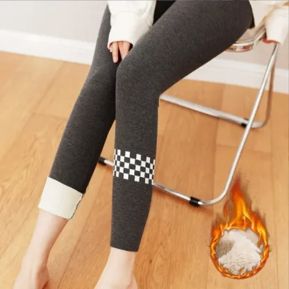 Checkered Print Fleece Lined Leggings