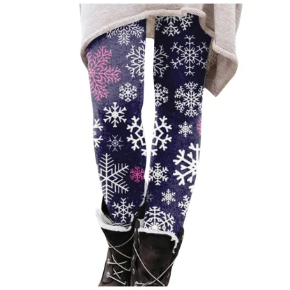 Christmas Printed Fleece Lined Leggings - Image 2