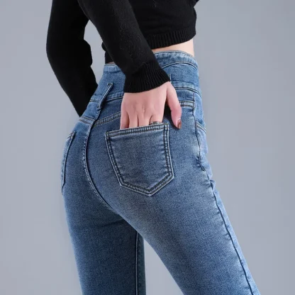 Thick Denim Fleece Lined Leggings - Image 4
