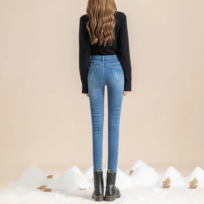Skinny Denim Fleece Lined Leggings - Image 2
