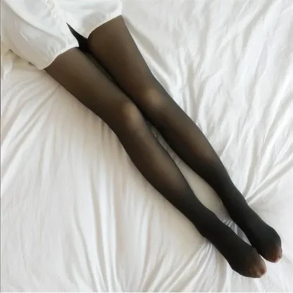 Faux Sheer Mesh Fleece Lined Leggings - Image 2