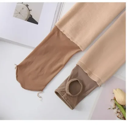 Neutral Color Fleece Lined Leggings - Image 3