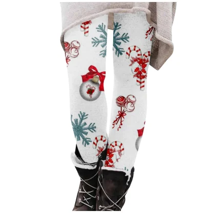 Christmas Print Fleece Lined Leggings - Image 5