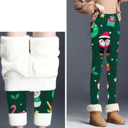 Printed Elastic Fleece Lined Leggings - Image 4