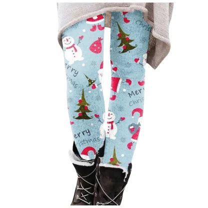 Christmas Printed Fleece Lined Leggings - Image 3