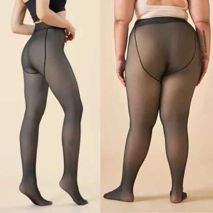 Faux Sheer Mesh Fleece Lined Leggings - Image 5