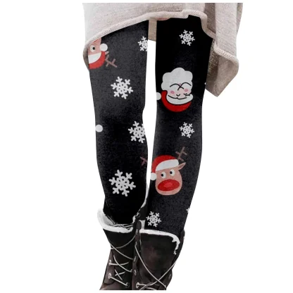 Christmas Print Fleece Lined Leggings - Image 3