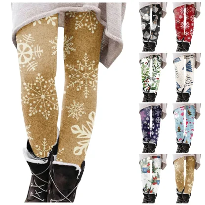 Christmas Printed Fleece Lined Leggings - Image 6