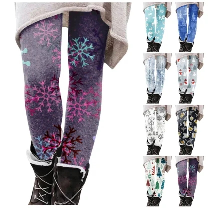 Printed Comfy Fleece Lined Leggings - Image 6