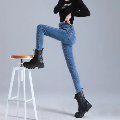 Thick Denim Fleece Lined Leggings - Image 5