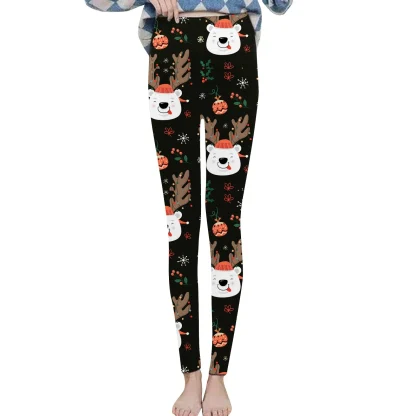 Printed Elastic Fleece Lined Leggings - Image 3