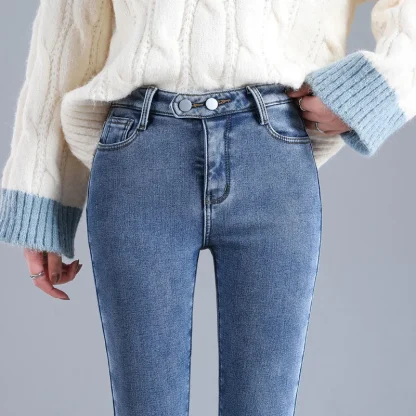 Skinny Denim Fleece Lined Legging - Image 4
