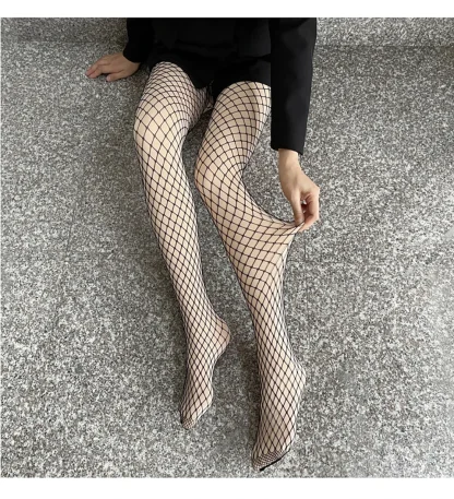 Fake Sheer Fishnet Fleece Lined Legging - Image 5