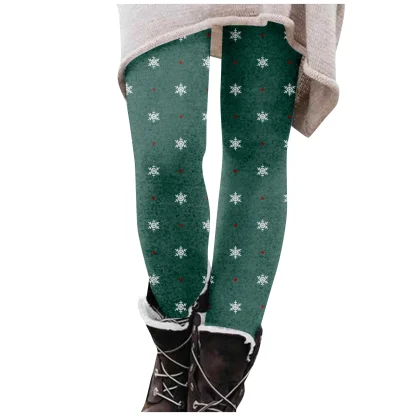 Christmas Print Fleece Lined Leggings - Image 4