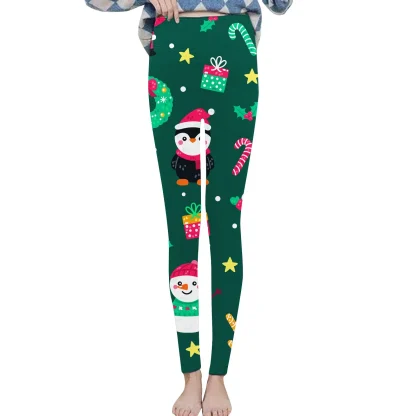 Printed Elastic Fleece Lined Leggings - Image 2