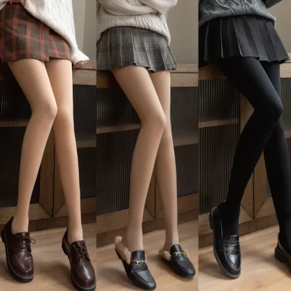 Faux See-through Fleece Lined Leggings - Image 5