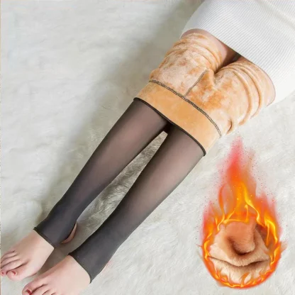 Faux Sheer Mesh Fleece Lined Legging - Image 3