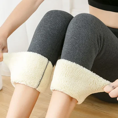 High-waist Solid Fleece Lined Leggings - Image 3