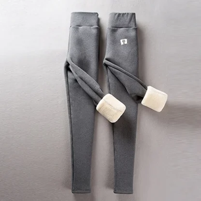 High-waist Solid Fleece Lined Leggings - Image 4