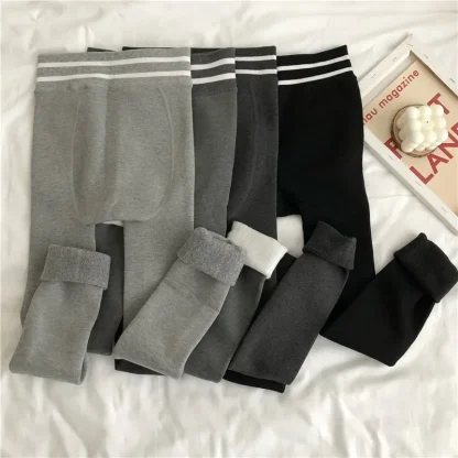 Slimming Elastic Fleece Lined Leggings - Image 3
