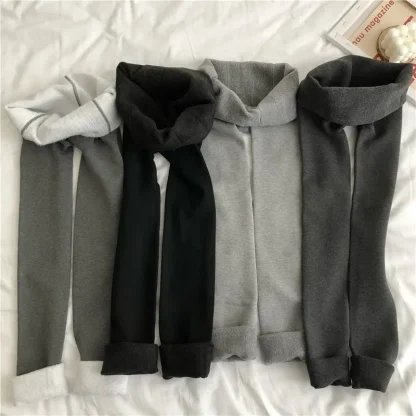 Slimming Elastic Fleece Lined Leggings - Image 4