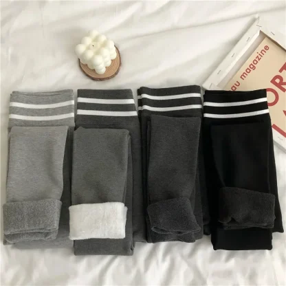 Slimming Elastic Fleece Lined Leggings - Image 2