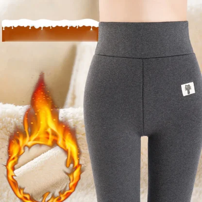High-waist Solid Fleece Lined Leggings - Image 2