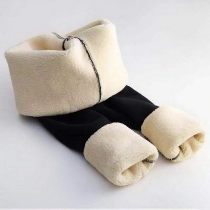 Warm Solid Color Fleece Lined Leggings - Image 5